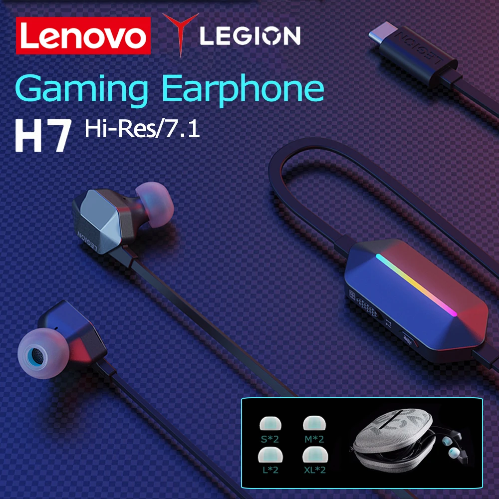 Lenovo Legion Gaming Earphones H7 Esports Headphone 7.1 Sound Card for Game HiFi HiRes HD Audio Ergonomic 1.5m TPE Wine Cable
Lenovo Legion Gaming Earphones H7 Esports Headphone 7.1 Sound Card for Game HiFi HiRes HD Audio Ergonomic 1.5m TPE Wine Cable