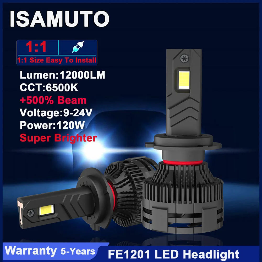 ISAMUTO FE1201 LED H4 H7 H11 H8 H9 Super Bright Headlight 12/24V 120W 9005 9006 HB3 HB4 9012 6500K 12000lm Replacement Bulb,Pair
ISAMUTO FE1201 LED H4 H7 H11 H8 H9 Super Bright Headlight 12/24V 120W 9005 9006 HB3 HB4 9012 6500K 12000lm Replacement Bulb,Pair