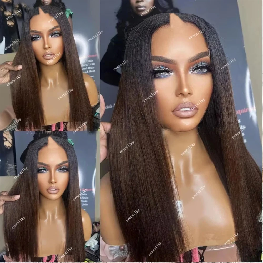 Ombre Dark Brown Yaki Straight V Part Wig 100% Remy Human Hair Kinky Straight Chestnut Blonde U Shape Full Made Easy Install Wig
Ombre Dark Brown Yaki Straight V Part Wig 100% Remy Human Hair Kinky Straight Chestnut Blonde U Shape Full Made Easy Install Wig