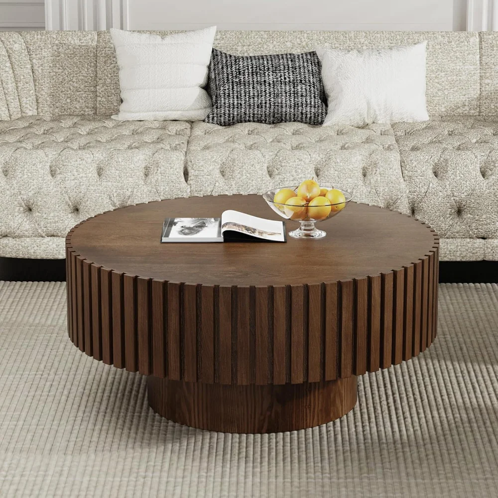 Elegant Versatile Drum Coffee Table Chic Functional Wooden Fluted Center Table, for Living Room, Office, Reception Room (Walnut)
Elegant Versatile Drum Coffee Table Chic Functional Wooden Fluted Center Table, for Living Room, Office, Reception Room (Walnut)