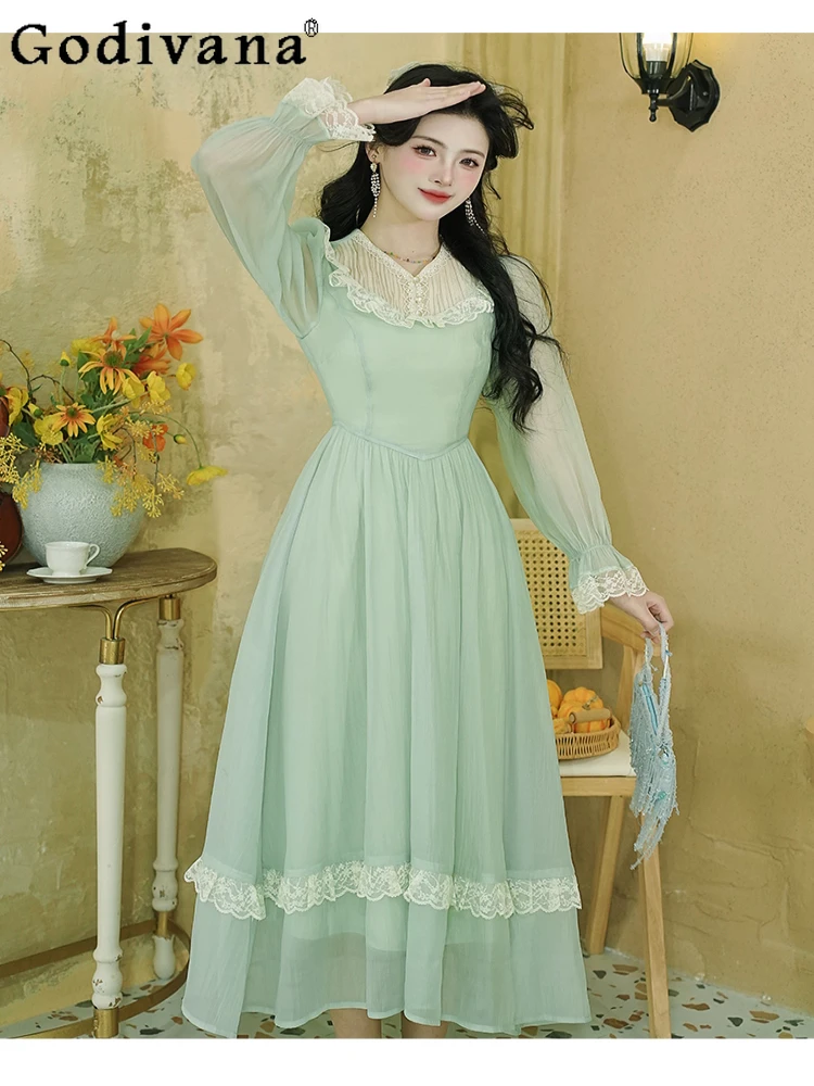 French Temperament Long Sleeve Gentle Lace Splicing Fairy Dress Sweet Princess Age Reducing High Waist Versatile Court Dresses
French Temperament Long Sleeve Gentle Lace Splicing Fairy Dress Sweet Princess Age Reducing High Waist Versatile Court Dresses