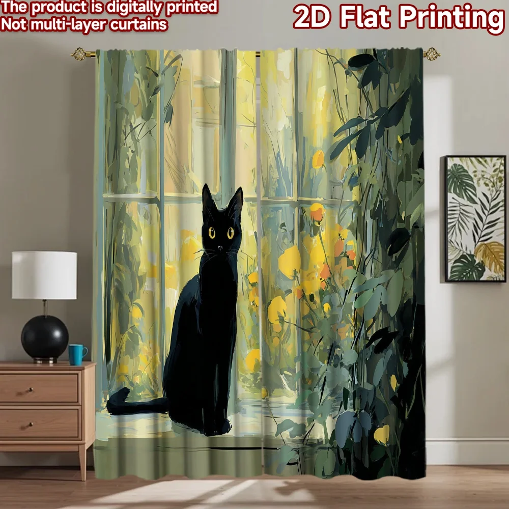2D flat printing 2pcs Party Window Curtains Black Cat Flowers Digital Printed Polyester Drapes Birthday Party Perfect for Living
2D flat printing 2pcs Party Window Curtains Black Cat Flowers Digital Printed Polyester Drapes Birthday Party Perfect for Living