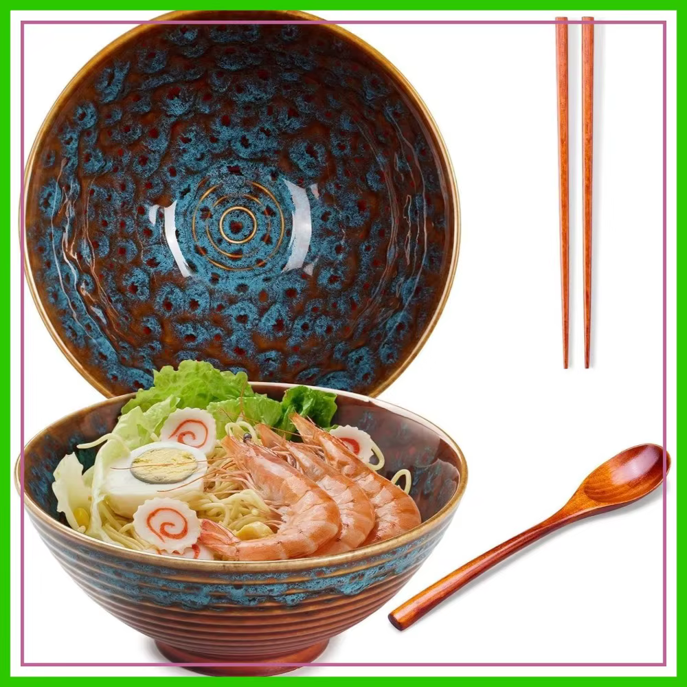 40 oz Ceramic Ramen Bowls with Spoon & Chopsticks - 20cm Large Noodle Bowls for Ramen Soup Pho Udon Asian Noodles (Cat's Eye Glaze)
40 oz Ceramic Ramen Bowls with Spoon & Chopsticks - 20cm Large Noodle Bowls for Ramen Soup Pho Udon Asian Noodles (Cat's Eye Glaze)