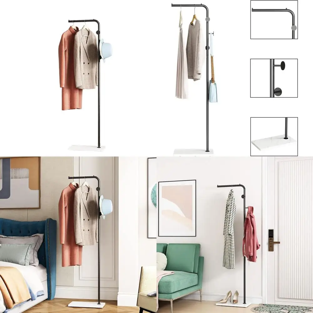 Freestanding L-Shape White Base Coat Rack with 3 Hooks for Entryway, Ideal for Jackets, Coats, Hats, and Clothes
Freestanding L-Shape White Base Coat Rack with 3 Hooks for Entryway, Ideal for Jackets, Coats, Hats, and Clothes