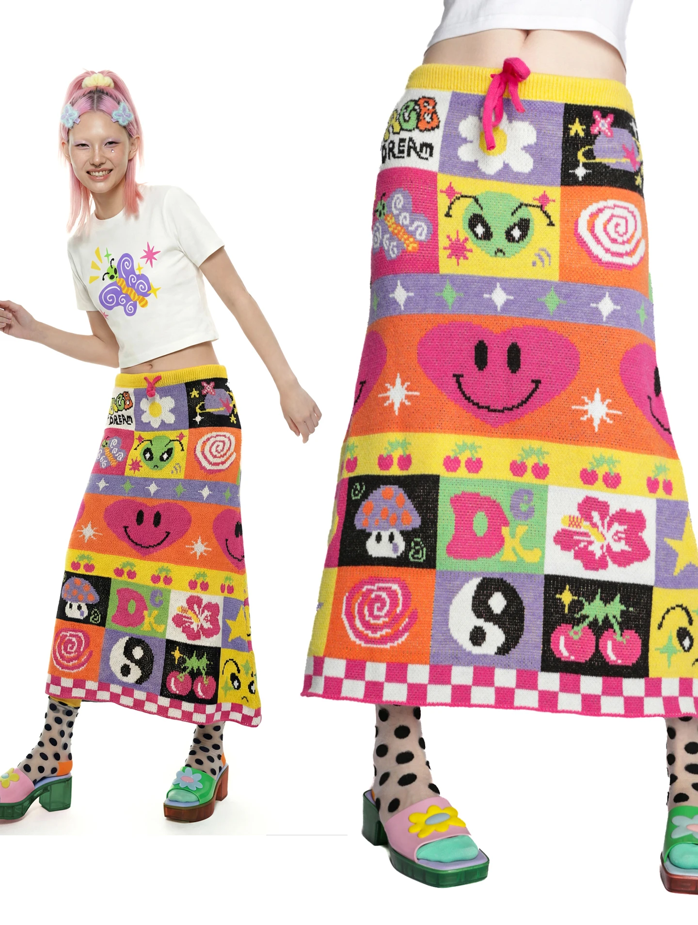 DeadEndKids Original Dopane Light American Retro Cartoon Spliced Rainbow Knitted Elastic f Skirt Youthful Ci Walk Sle
DeadEndKids Original Dopane Light American Retro Cartoon Spliced Rainbow Knitted Elastic f Skirt Youthful Ci Walk Sle