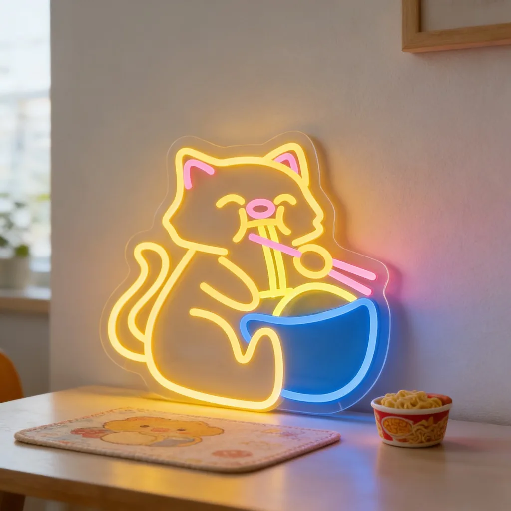 Cat Eating Noodles Neon Sign LED USB Dimmable Night Light for Kids Bedroom Living Room Decor Acrylic Wall Art Desk Sign Gift
Cat Eating Noodles Neon Sign LED USB Dimmable Night Light for Kids Bedroom Living Room Decor Acrylic Wall Art Desk Sign Gift