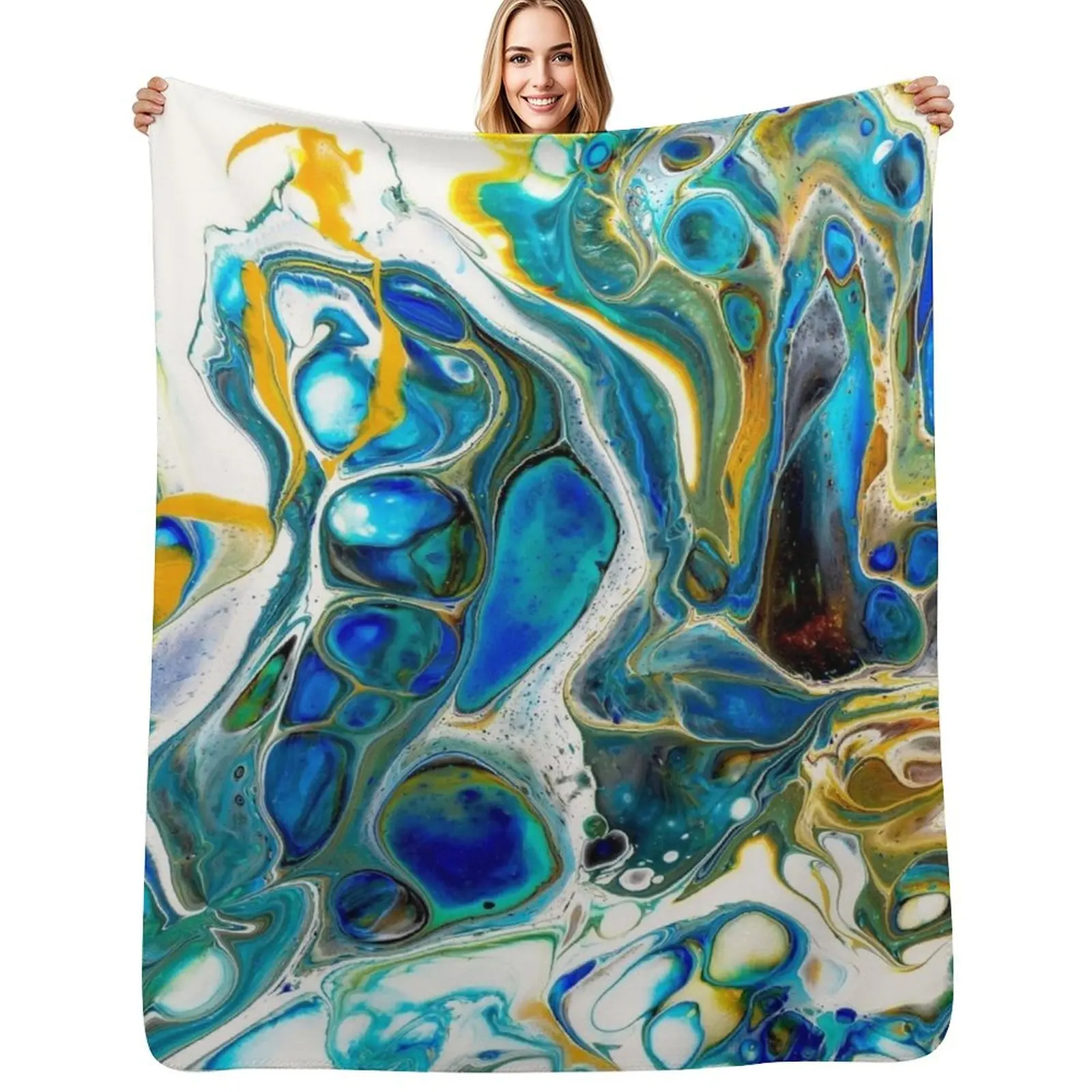 Acrylic painting, acrylic on canvas, white-blue-gold Throw Blanket Fuzzy Plush Throw Blanket for Sofa Chair
Acrylic painting, acrylic on canvas, white-blue-gold Throw Blanket Fuzzy Plush Throw Blanket for Sofa Chair