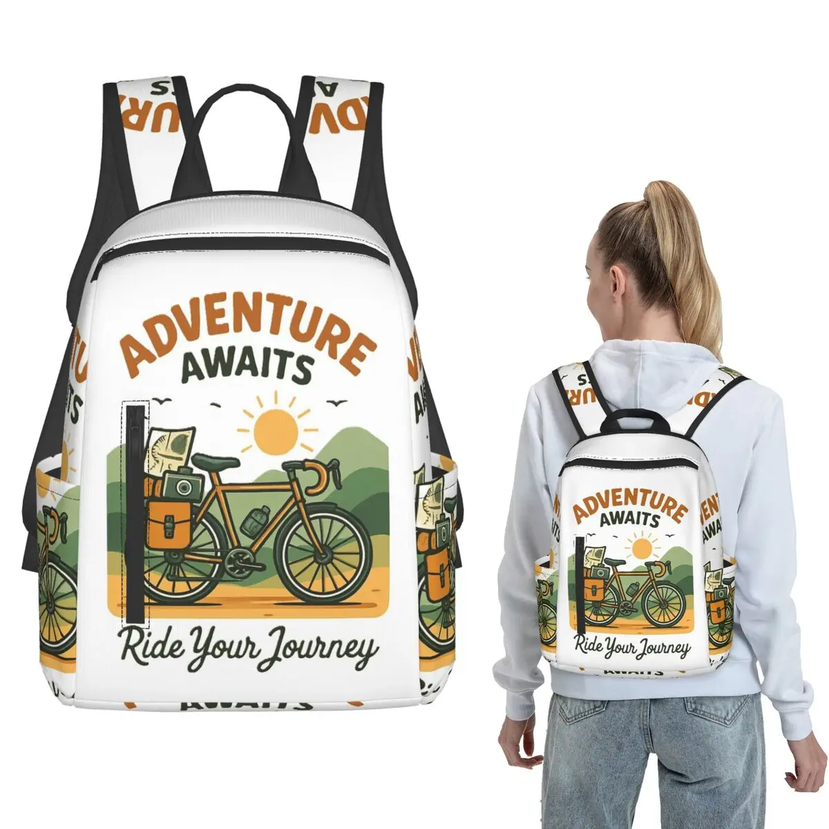 Bicycle Adventure - Ride Your Journey Backpack Large Capacity Kids BookBag School Bag Shoulder Bags for Men Women
Bicycle Adventure - Ride Your Journey Backpack Large Capacity Kids BookBag School Bag Shoulder Bags for Men Women
