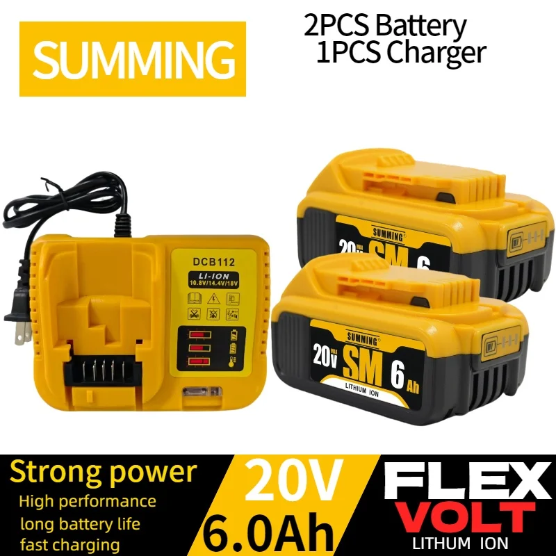 For Dewalt 20V battery✅6.0AH power tool battery DCB206 20V batteryDCB206 20V battery DCB205 DCB200 DCB206⚡with Charger 
For Dewalt 20V battery✅6.0AH power tool battery DCB206 20V batteryDCB206 20V battery DCB205 DCB200 DCB206⚡with Charger