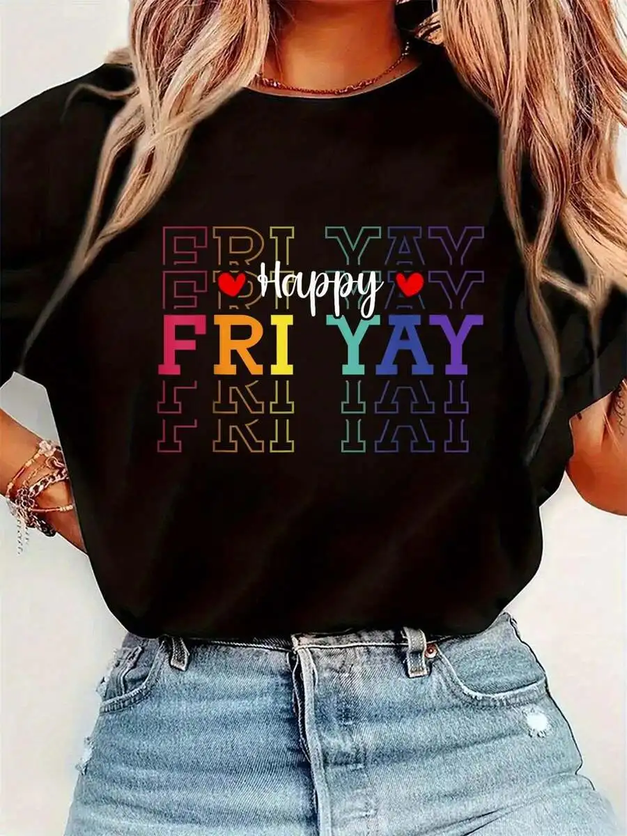 Funny Friday Lover Graphic Print Round Neck Short Sleeve T-Shirt Women Casual Tee
Funny Friday Lover Graphic Print Round Neck Short Sleeve T-Shirt Women Casual Tee
