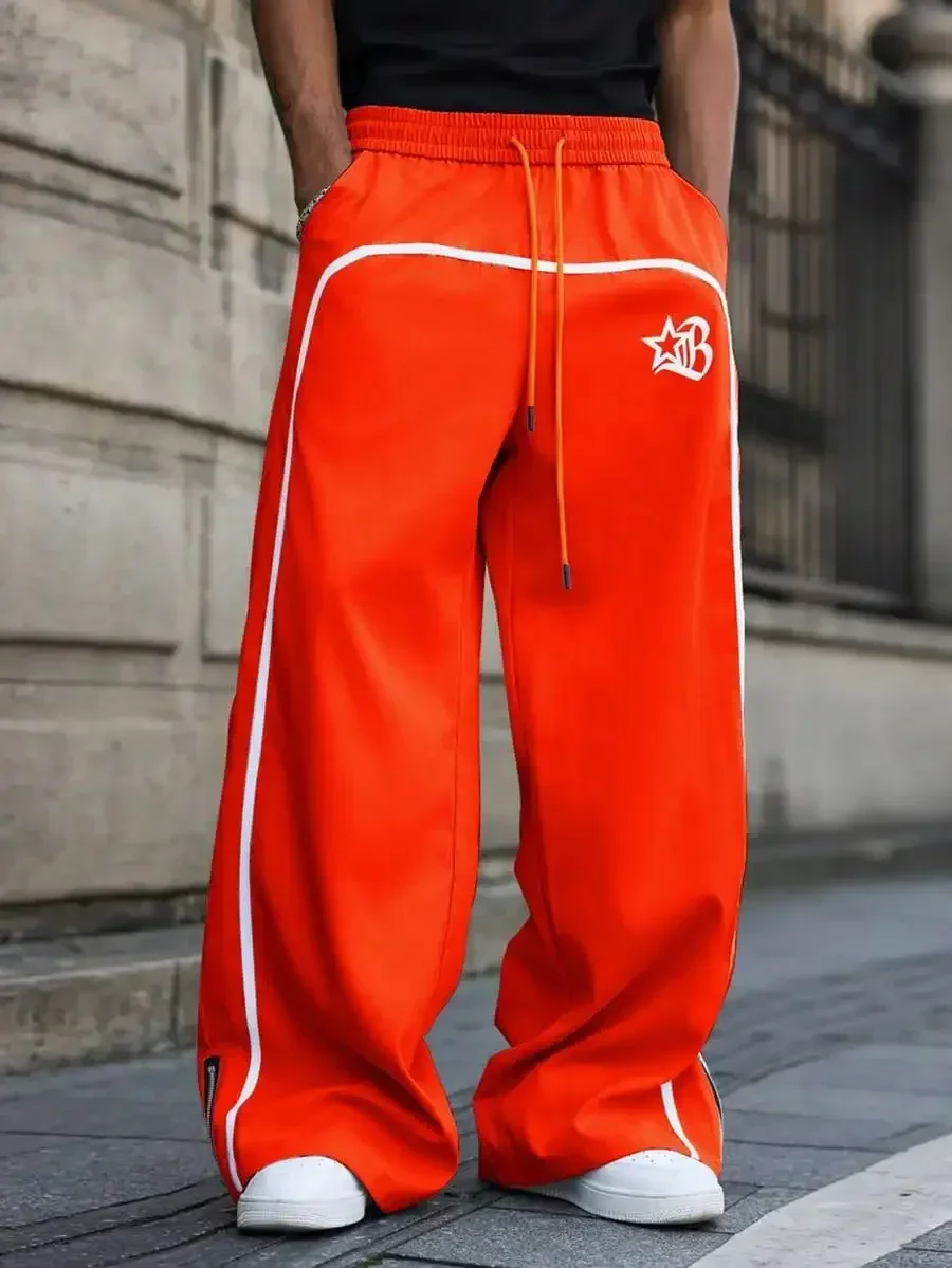Mens Star Print Wide Leg Streetwear Sweatpants Orange
Mens Star Print Wide Leg Streetwear Sweatpants Orange