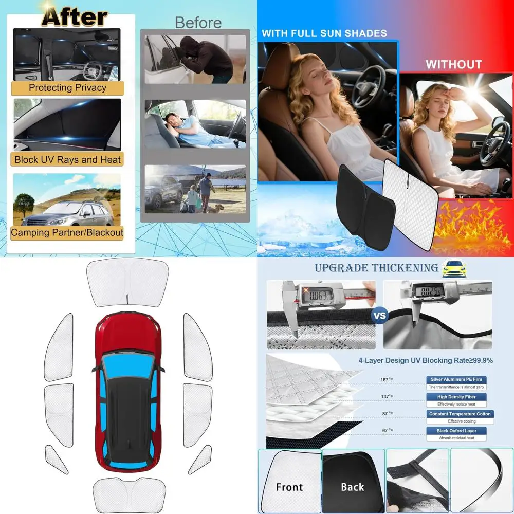 Universal Car Window Sunshades for 2010-2017 Models, UV Protection and Privacy for Camping and Outdoor Use
Universal Car Window Sunshades for 2010-2017 Models, UV Protection and Privacy for Camping and Outdoor Use