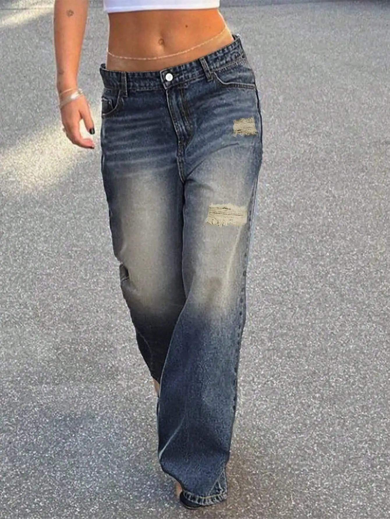 Джинсы женские с низкой посадкой, свободного кроя, прямые, рваные, в стиле ковбойской уличной моды
Джинсы женские с низкой посадкой, свободного кроя, прямые, рваные, в стиле ковбойской уличной моды