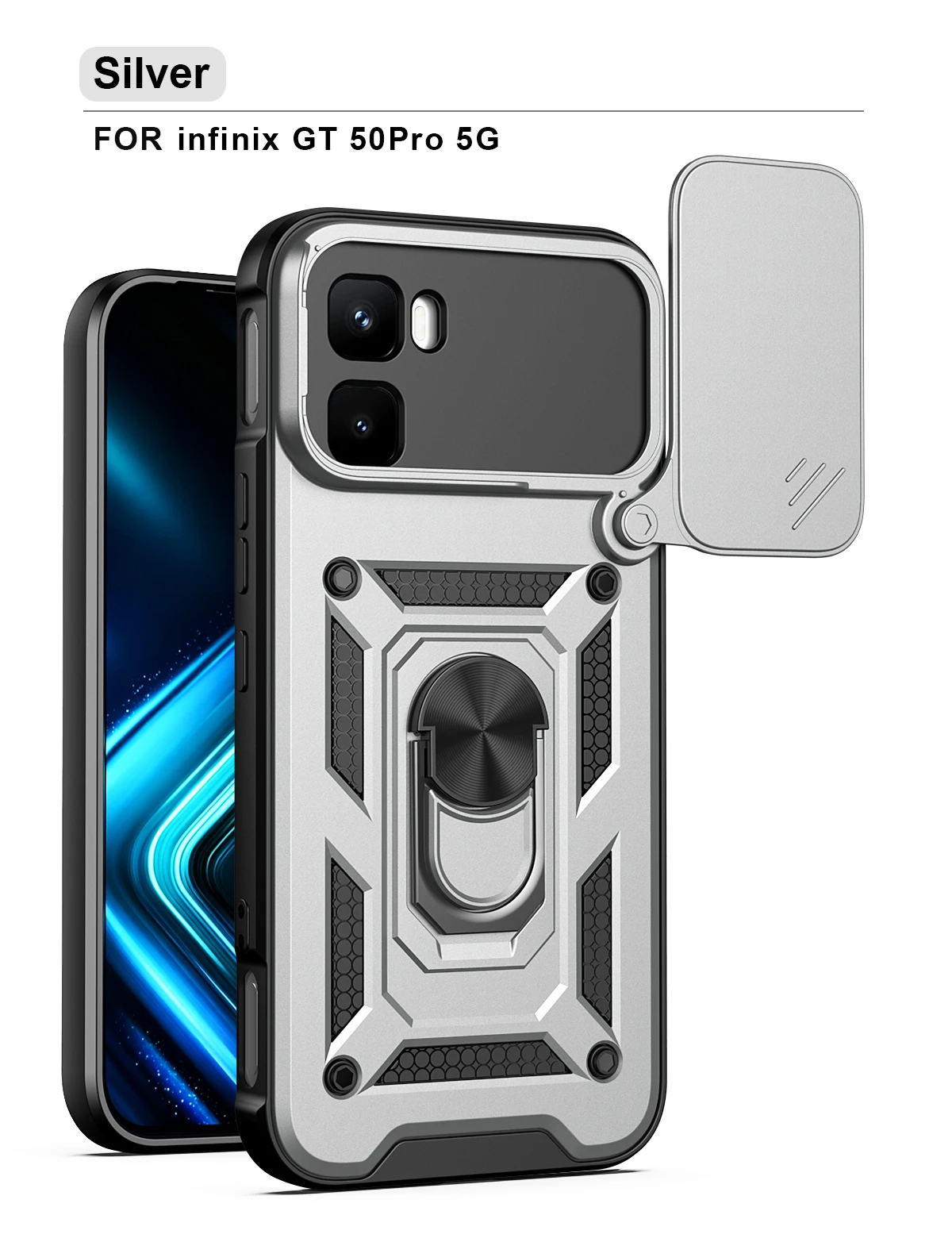 For Infinix GT 50 Pro 360 ° rotating ring car mounted magnetic lens push window bracket phone case Magsafe protective cover
For Infinix GT 50 Pro 360 ° rotating ring car mounted magnetic lens push window bracket phone case Magsafe protective cover