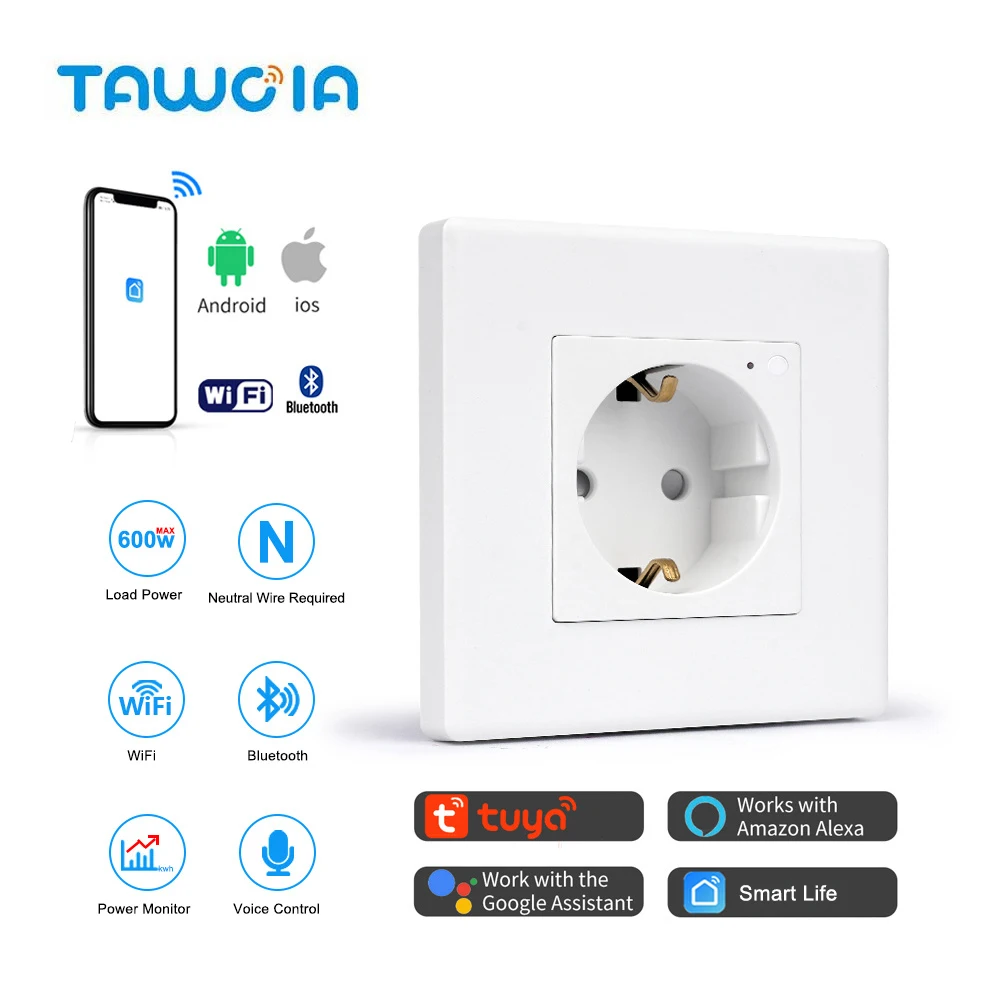 Настенная розетка TAWOIA, умная электрическая розетка с Wi-Fi и пластиковой рамкой, работает с Google Alexa Tuya Smart Life
Настенная розетка TAWOIA, умная электрическая розетка с Wi-Fi и пластиковой рамкой, работает с Google Alexa Tuya Smart Life