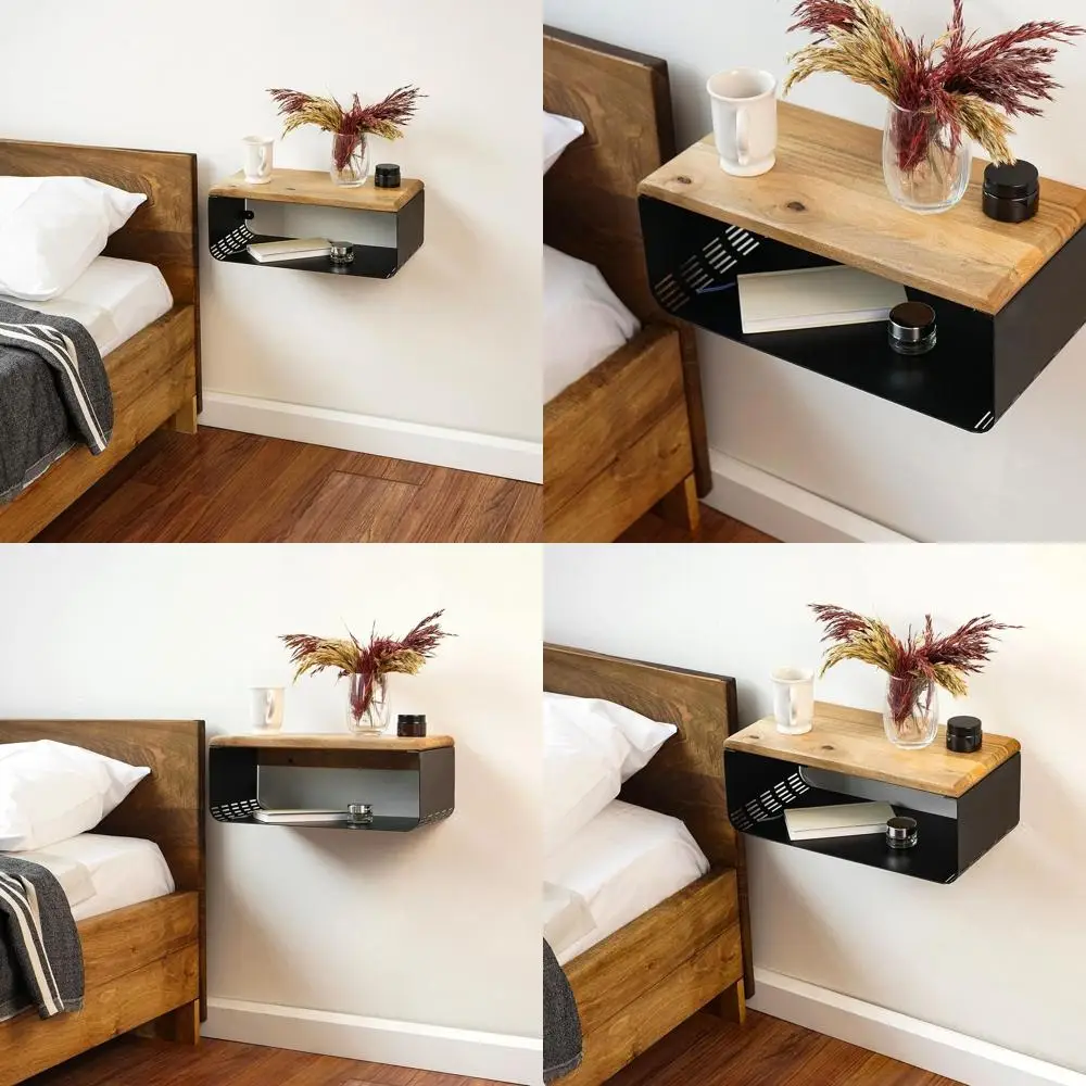 Modern Walnut-Top Floating Nightstand | Minimalist Wall Shelf for Bedroom | Sleek Black Wall-Mounted Nightstand | Obsidian Oasis
Modern Walnut-Top Floating Nightstand | Minimalist Wall Shelf for Bedroom | Sleek Black Wall-Mounted Nightstand | Obsidian Oasis