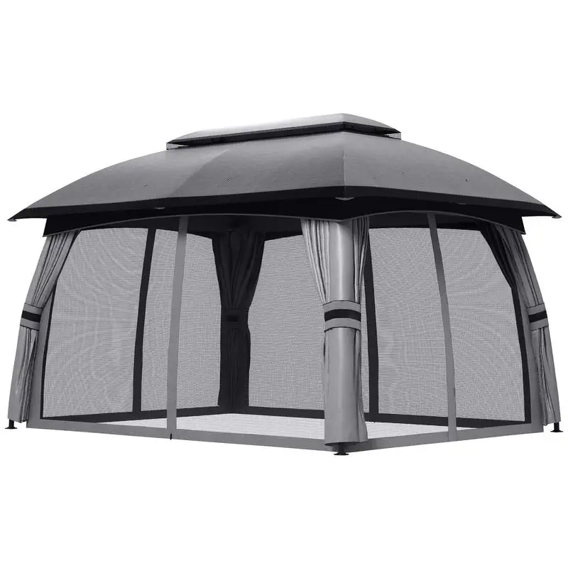 10' x 13' Patio Gazebo, Outdoor Gazebo Canopy Shelter with Netting, Vented Roof for Garden, Dark Gray
10' x 13' Patio Gazebo, Outdoor Gazebo Canopy Shelter with Netting, Vented Roof for Garden, Dark Gray