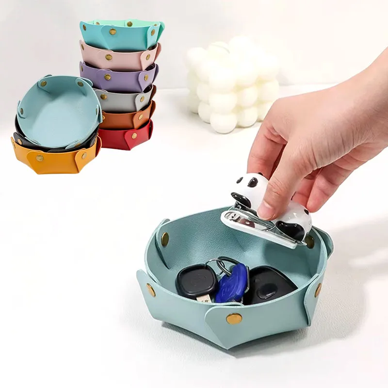 Snap On Folding Circular Storage Box Makeup Key Storage Tray PU Leather Multifunctional Desk Organizer For Keys/office Supplies
Snap On Folding Circular Storage Box Makeup Key Storage Tray PU Leather Multifunctional Desk Organizer For Keys/office Supplies
