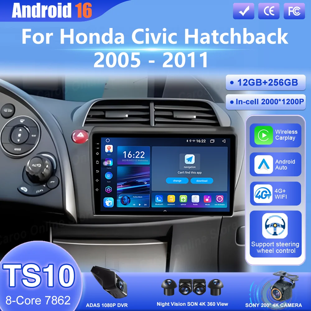 Android 16 For Honda Civic Hatchback 2005 -2011 Car DVD Multimedia Player Android Auto Carplay GPS Navigation Touch Screen WIFI
Android 16 For Honda Civic Hatchback 2005 -2011 Car DVD Multimedia Player Android Auto Carplay GPS Navigation Touch Screen WIFI