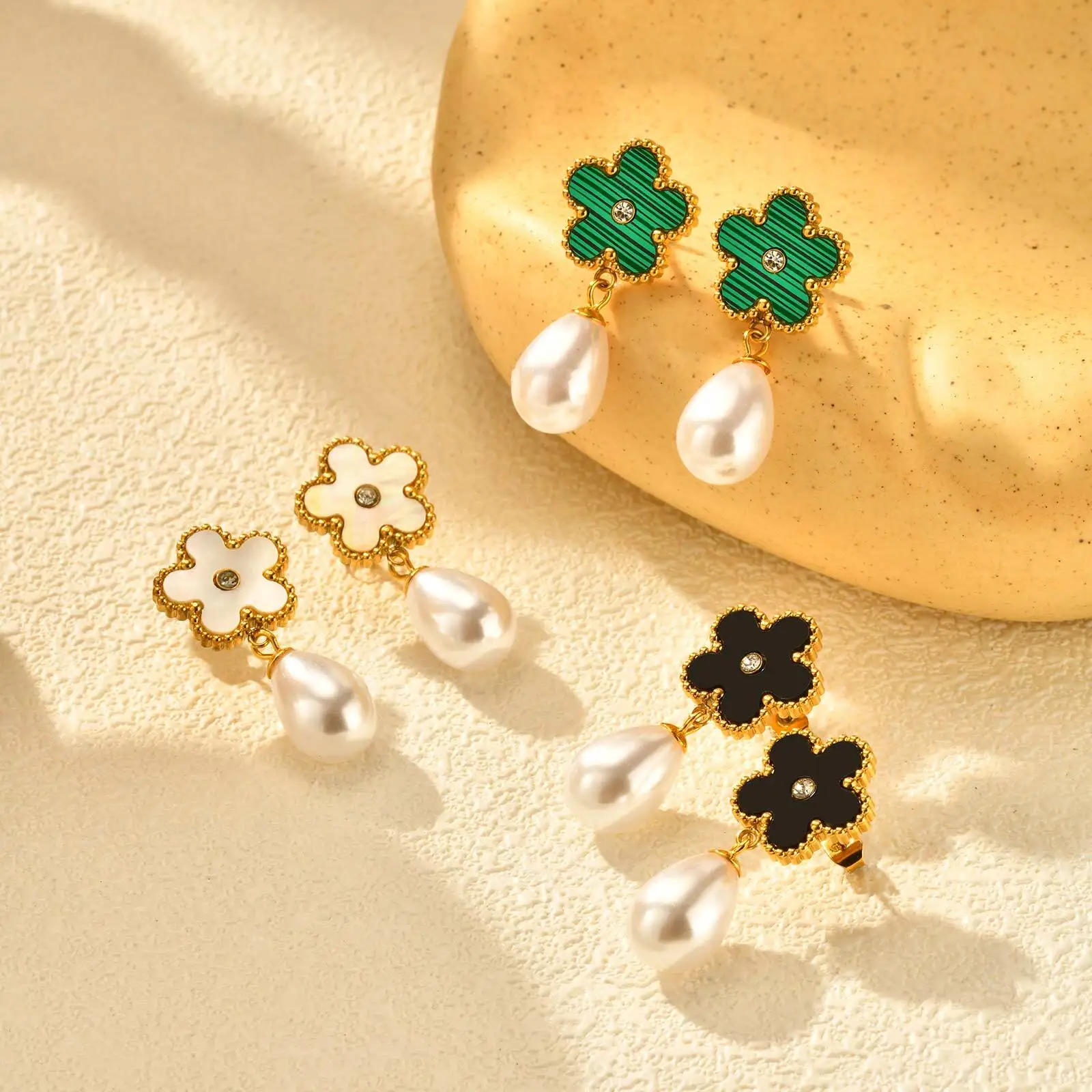 Teardrop Pearls Dangle Earrings For Women, Stainless Steel Flower Zirconia Earring Elegant Jewelry
Teardrop Pearls Dangle Earrings For Women, Stainless Steel Flower Zirconia Earring Elegant Jewelry