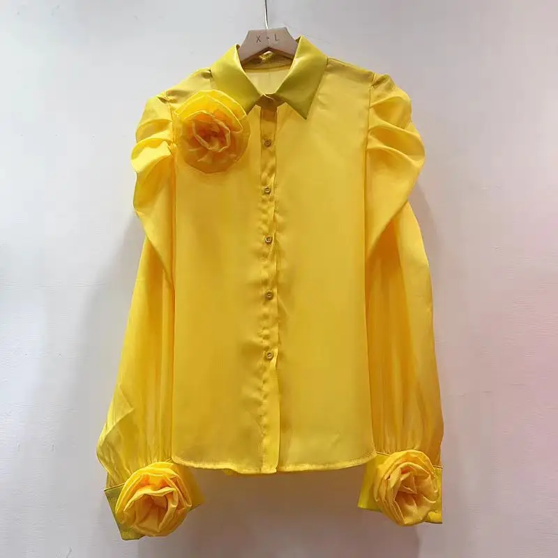 French Style New Shirt 2024 Design Sense Three-Dimensional Flower Pleated Lantern Sleeves Versatile Long Sleeved Top
French Style New Shirt 2024 Design Sense Three-Dimensional Flower Pleated Lantern Sleeves Versatile Long Sleeved Top