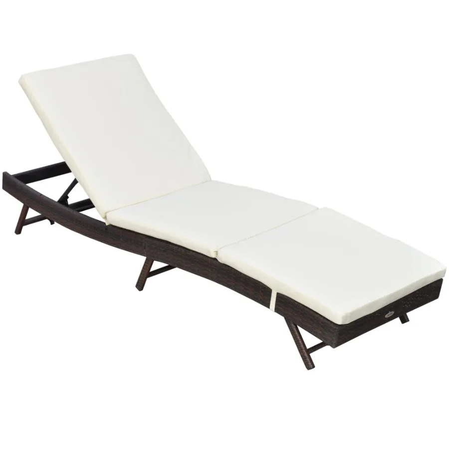 Outdoor Wicker Lounge Chair PE Rattan Adjustable Backrest Comfortable Cushion for Poolside Sun Tanning White
Outdoor Wicker Lounge Chair PE Rattan Adjustable Backrest Comfortable Cushion for Poolside Sun Tanning White