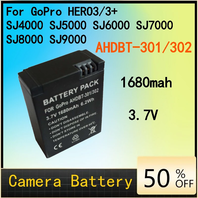 1680 Mah AHDBT-301/302 Lithium Battery Compatible with GoPro HERO3/3+ and SJCAM SJ4000 SJ5000 Action Cameras High-Performance
1680 Mah AHDBT-301/302 Lithium Battery Compatible with GoPro HERO3/3+ and SJCAM SJ4000 SJ5000 Action Cameras High-Performance