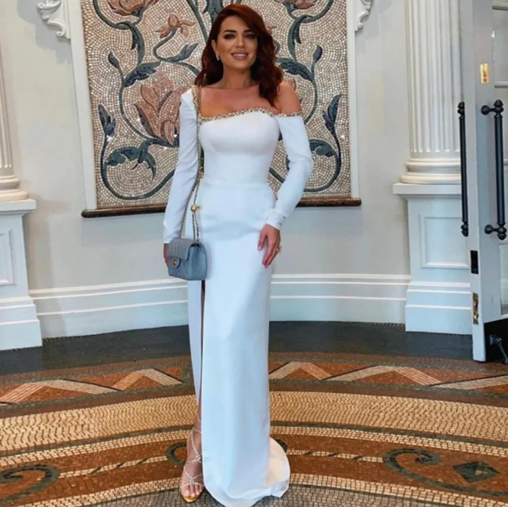 Happy Dress Simple Women Wedding Party Dress Square Collar Long Sleeves Satin Mermaid Formal Evening Dress New Long Bridal Gown
Happy Dress Simple Women Wedding Party Dress Square Collar Long Sleeves Satin Mermaid Formal Evening Dress New Long Bridal Gown