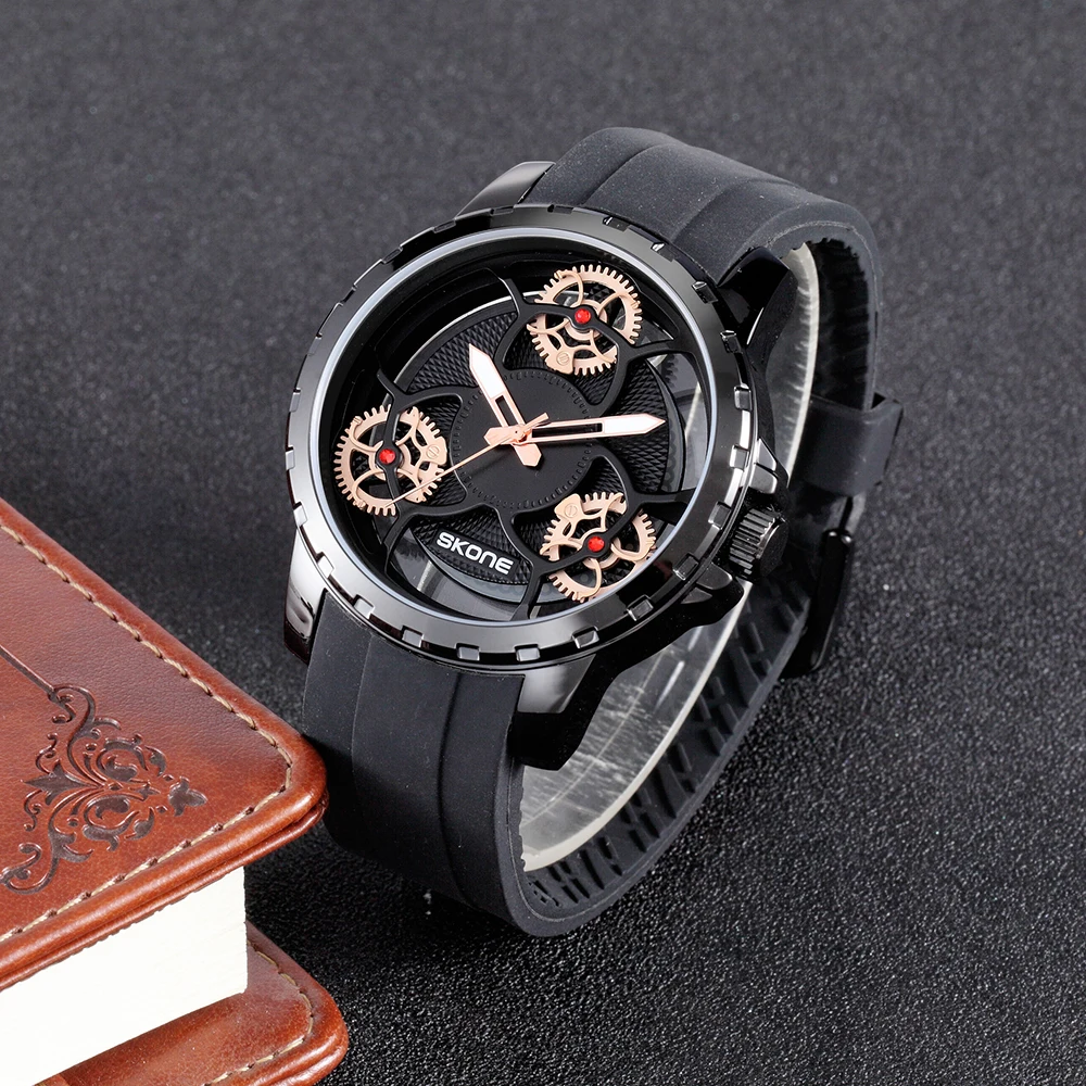 SKONE New men's watch mechanical wind gear gyroscope creative three-dimensional literal silicon tape waterproof quartz watch
SKONE New men's watch mechanical wind gear gyroscope creative three-dimensional literal silicon tape waterproof quartz watch