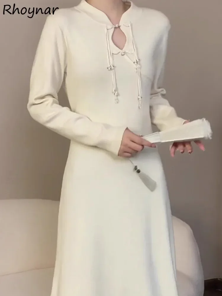 Chinese Style Long Sleeve Dresses Women Graceful Temperament Button Hollow Out Design Basic High Street Casual Daily Ladies Cozy
Chinese Style Long Sleeve Dresses Women Graceful Temperament Button Hollow Out Design Basic High Street Casual Daily Ladies Cozy