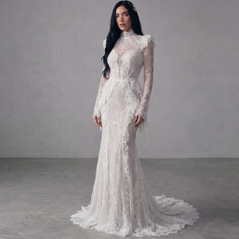 Elegant White Lace Evening Dress Sexy Mermaid Sweep Train Prom Dresses Classic Long Sleeves Customized Special Occasion Gowns
Elegant White Lace Evening Dress Sexy Mermaid Sweep Train Prom Dresses Classic Long Sleeves Customized Special Occasion Gowns
