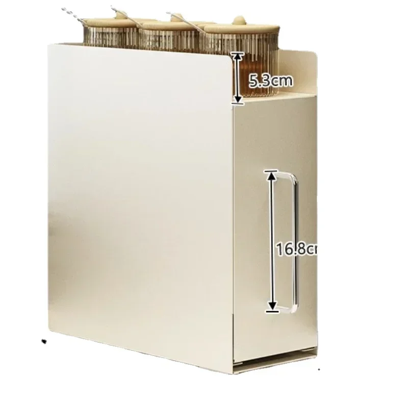 %a Multi-Layer Seasoning Shelf - Dust-Proof Spice Rack with Drawing Design Partitioned Kitchen Organizer