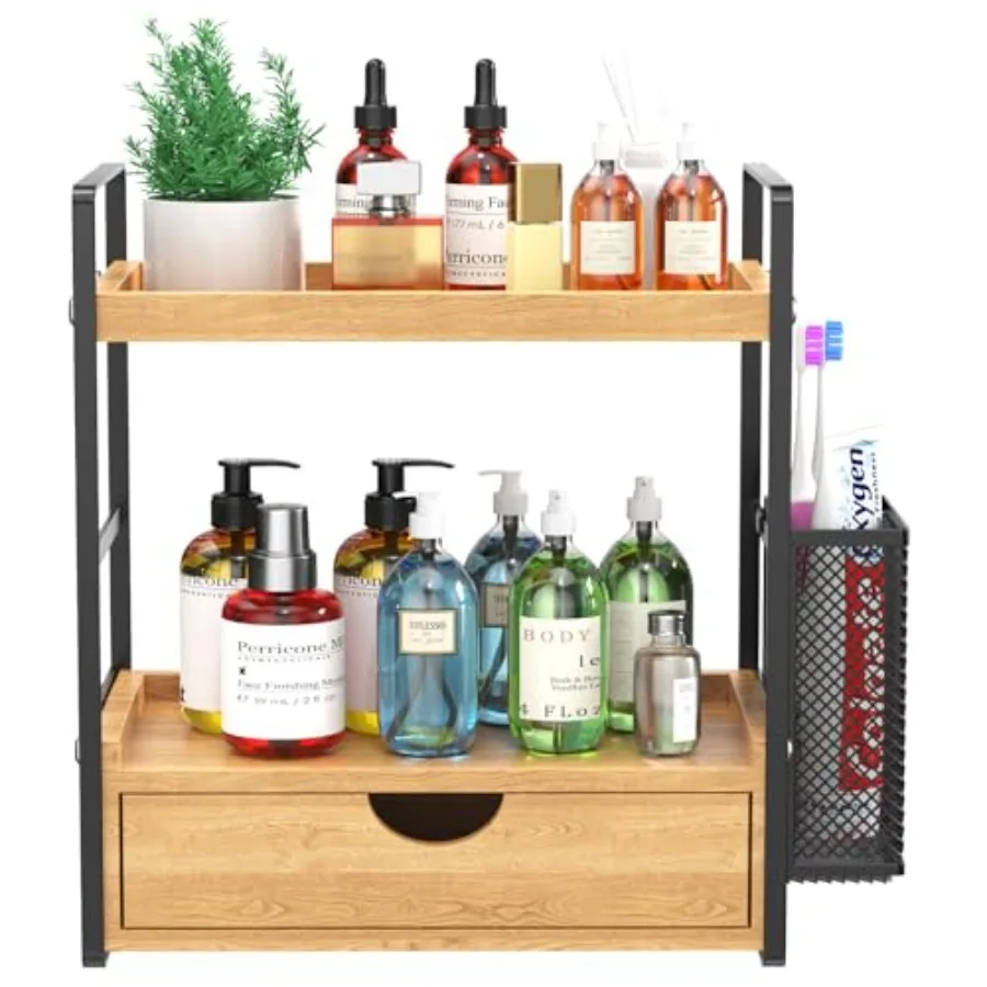 Bathroom Counter Organizer with Drawer and Basket, Wood Countertop Organizer for Bathroom Decor Makeup Tray for Perfume Skincar
Bathroom Counter Organizer with Drawer and Basket, Wood Countertop Organizer for Bathroom Decor Makeup Tray for Perfume Skincar