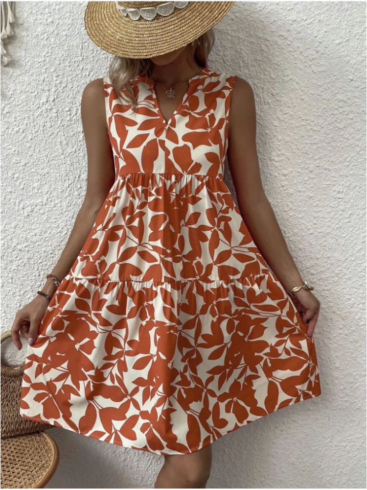 Print Dress for Women 2023 Fashion Chic Sleeveless V Neck Elegant Summer Dress Casual Loose Knee Length Short Dress
Print Dress for Women 2023 Fashion Chic Sleeveless V Neck Elegant Summer Dress Casual Loose Knee Length Short Dress