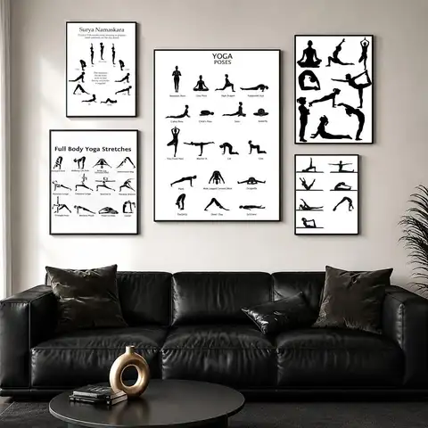 Pilates Simple Poster Sticker Self Adhesive for Playroom Bedroom Hallway Home Wall Art Decor Gift