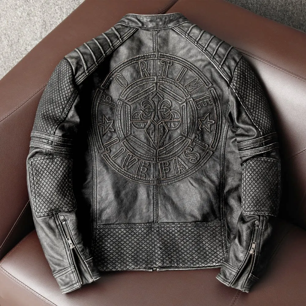 Tough guy riding pure first layer cowhide leather retro old motorcycle leather jacket
Tough guy riding pure first layer cowhide leather retro old motorcycle leather jacket