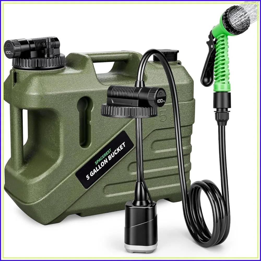 Portable Camping Shower with 5-Gallon Water Jug, Electric, 7-Mode Shower Head, Spill-Resistant, for Outdoor, Beach, Hiking, Dog Wash
Portable Camping Shower with 5-Gallon Water Jug, Electric, 7-Mode Shower Head, Spill-Resistant, for Outdoor, Beach, Hiking, Dog Wash