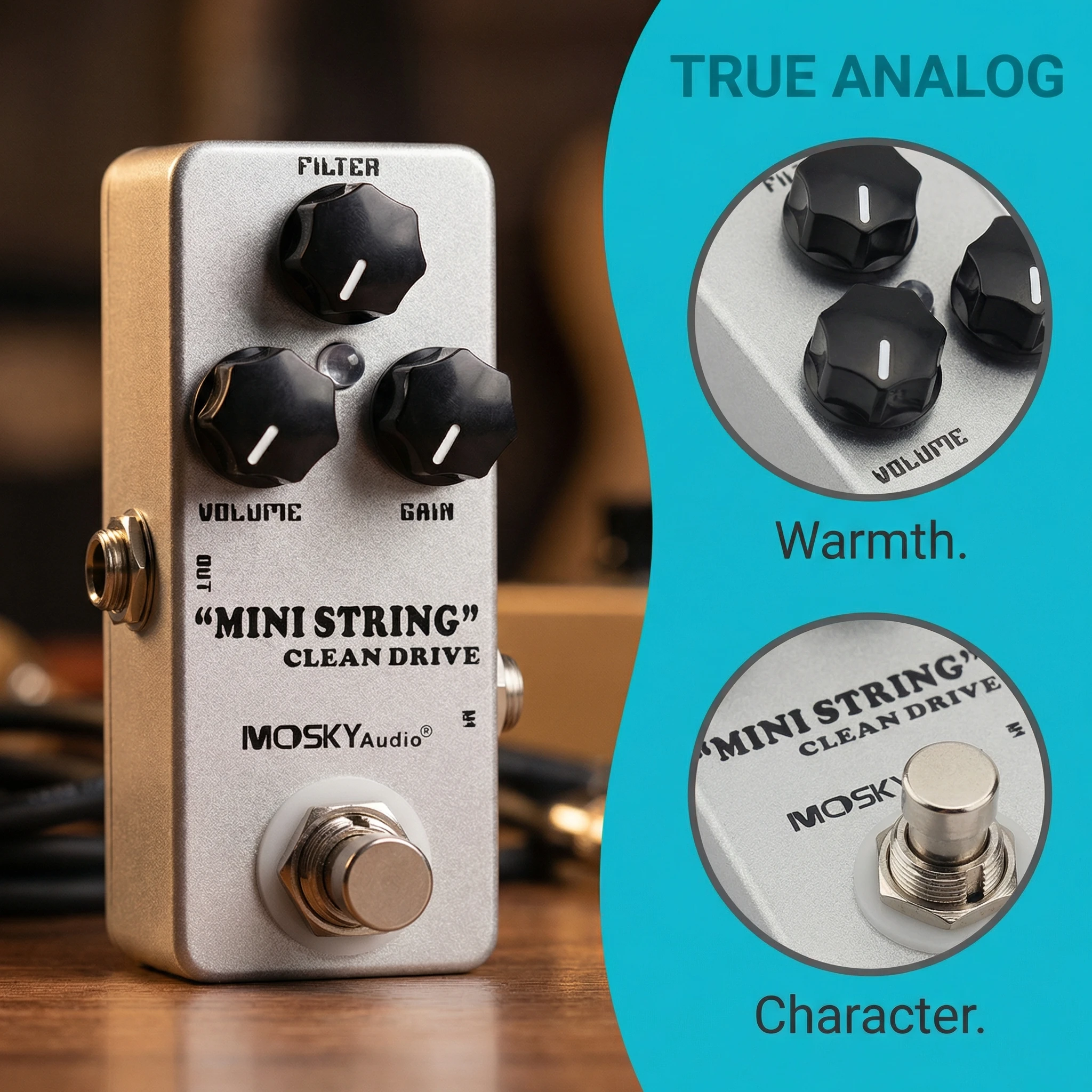 Гитарная педаль MOSKYAUDIO Mini String Clean Drive Overdrive - звук в стиле Dumble, True Bypass, аналоговое моделирование эквалайзера для электрогитары
Гитарная педаль MOSKYAUDIO Mini String Clean Drive Overdrive - звук в стиле Dumble, True Bypass, аналоговое моделирование эквалайзера для электрогитары