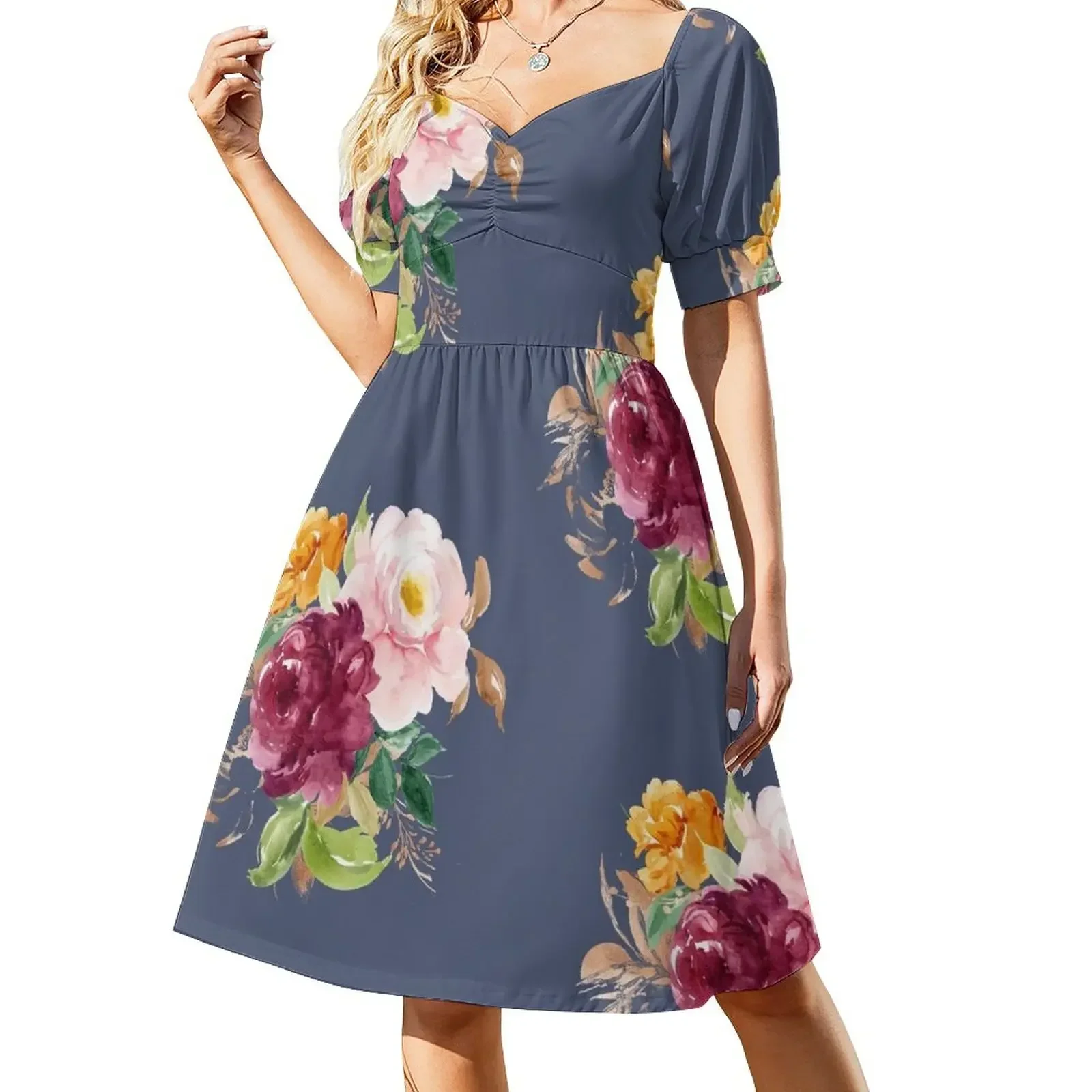 Burgundy Orange Pink Autumn Floral Bouquet Short-Sleeved Dress Dance dresses women's clothing korea stylish Dress
Burgundy Orange Pink Autumn Floral Bouquet Short-Sleeved Dress Dance dresses women's clothing korea stylish Dress