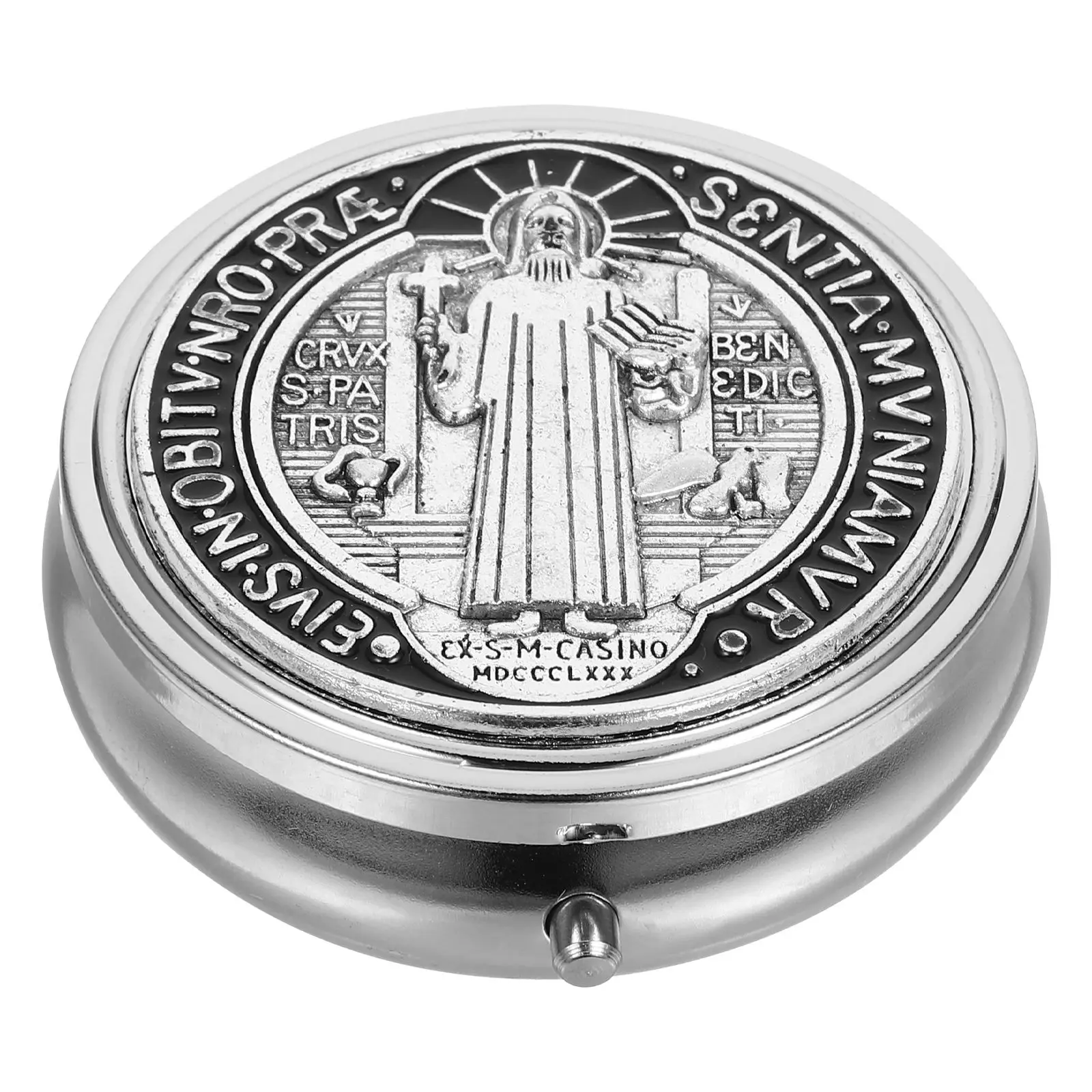 Saint Benedict Chalice Box Vintage Metal Gift Container Necklace Rosary Beads Case Jewelry Storage Romantic Event Wedding
Saint Benedict Chalice Box Vintage Metal Gift Container Necklace Rosary Beads Case Jewelry Storage Romantic Event Wedding