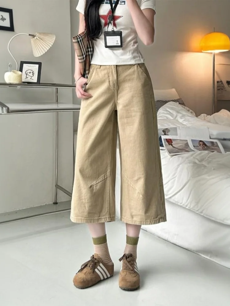 Khaki Straight Leg Denim Jeans Loose Wide Leg Pants Women's Summer New Style for Pear Shaped plus Size Ladies Casual High Waist
Khaki Straight Leg Denim Jeans Loose Wide Leg Pants Women's Summer New Style for Pear Shaped plus Size Ladies Casual High Waist