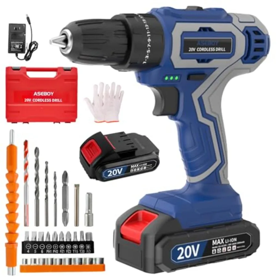 Cordless Drill with Battery and Charger 20V Electric Power Drills with Battery Drilling for Specialized Field and Homework LED
Cordless Drill with Battery and Charger 20V Electric Power Drills with Battery Drilling for Specialized Field and Homework LED