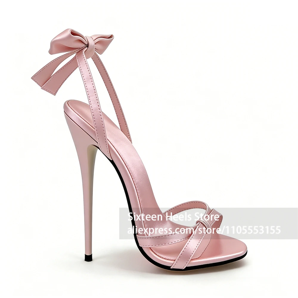 16cm Satin Bow Sandals Sexy Style Lacquered High Heeled Stilettos Open Round Toe Back Bowknot Summer Shoes Women Handmade Heels
16cm Satin Bow Sandals Sexy Style Lacquered High Heeled Stilettos Open Round Toe Back Bowknot Summer Shoes Women Handmade Heels