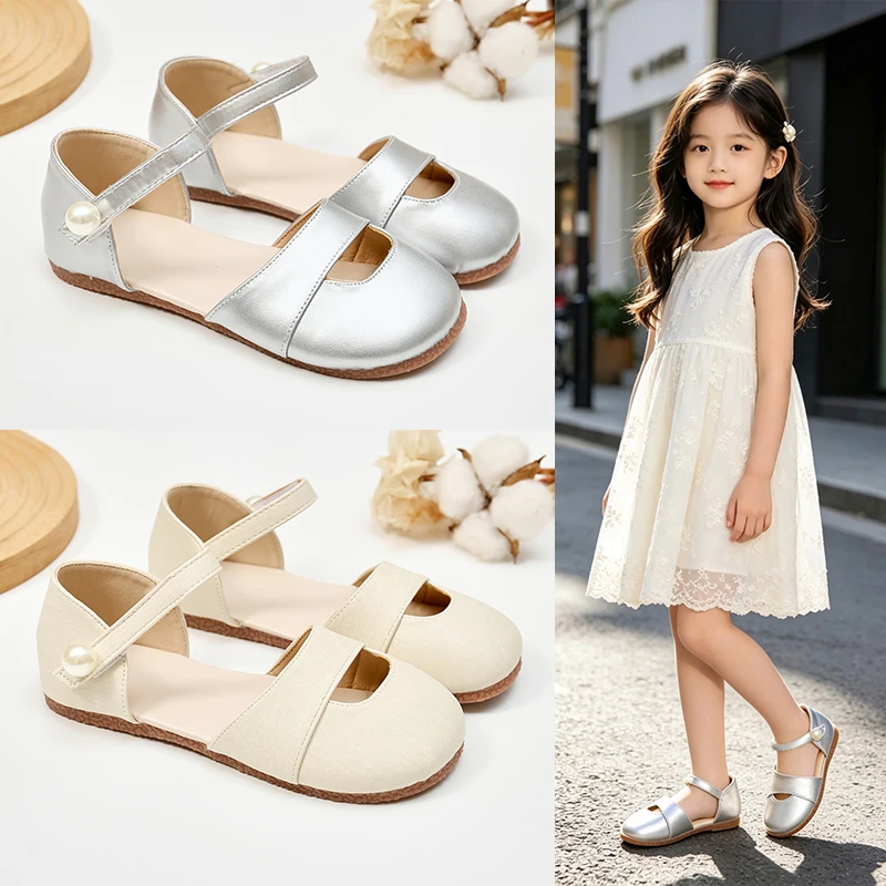 Girls Hollow Cutout Slingback Sandals, Pearl Decor Ankle Strap Round Toe Soft Flat Sole Wedding Party Princess Dress Shoes
Girls Hollow Cutout Slingback Sandals, Pearl Decor Ankle Strap Round Toe Soft Flat Sole Wedding Party Princess Dress Shoes