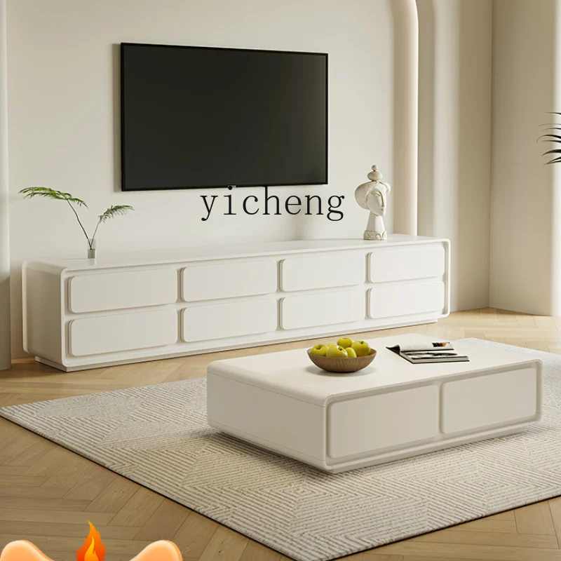 ZC High Cream White TV Cabinet Simple and Modern Coffee Table Combination Living Room Home
ZC High Cream White TV Cabinet Simple and Modern Coffee Table Combination Living Room Home