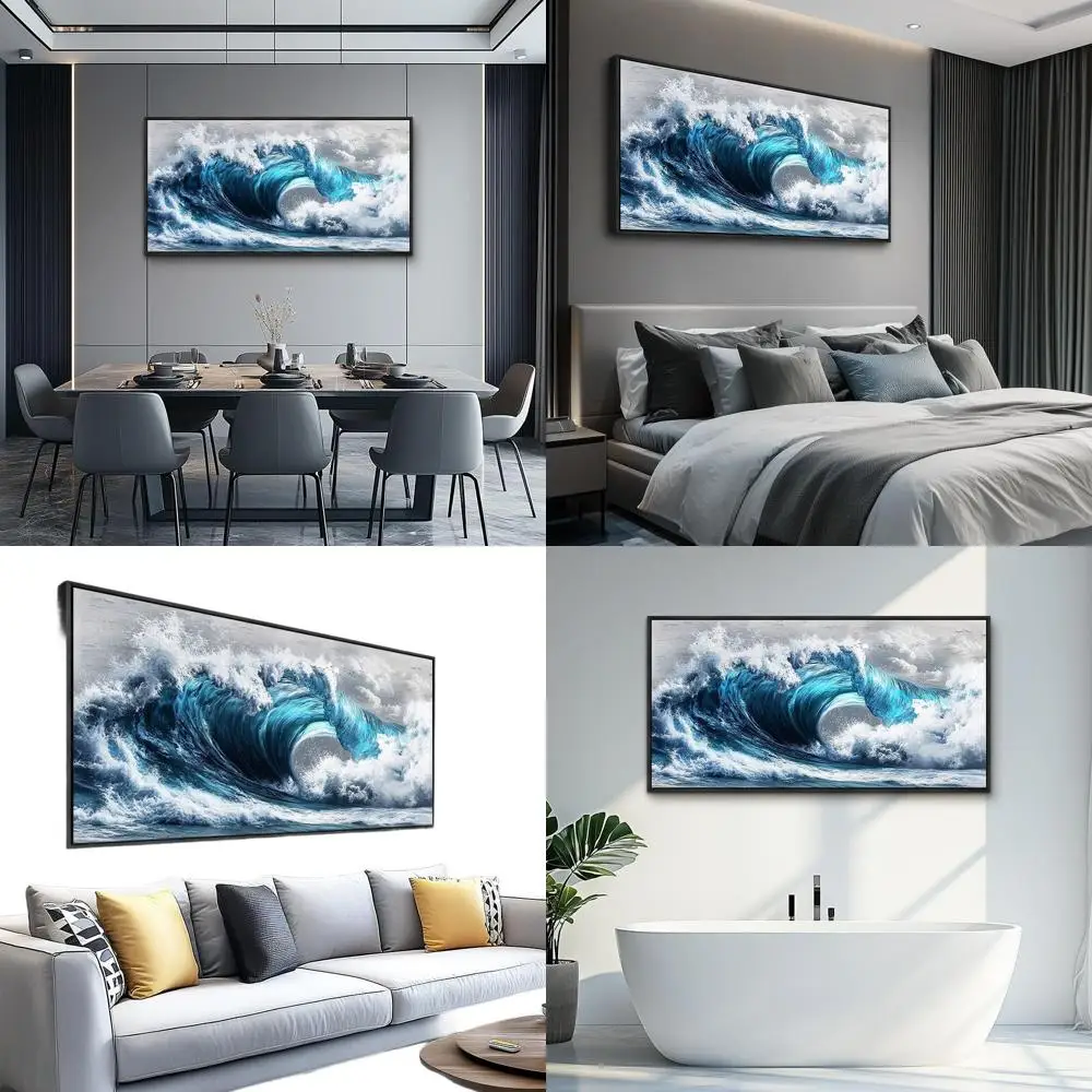 Ocean-Inspired Blue Wave Canvas Art for Living Room and Bedroom, Modern Wall Decor with Black Frame, 20x40 Inches
Ocean-Inspired Blue Wave Canvas Art for Living Room and Bedroom, Modern Wall Decor with Black Frame, 20x40 Inches