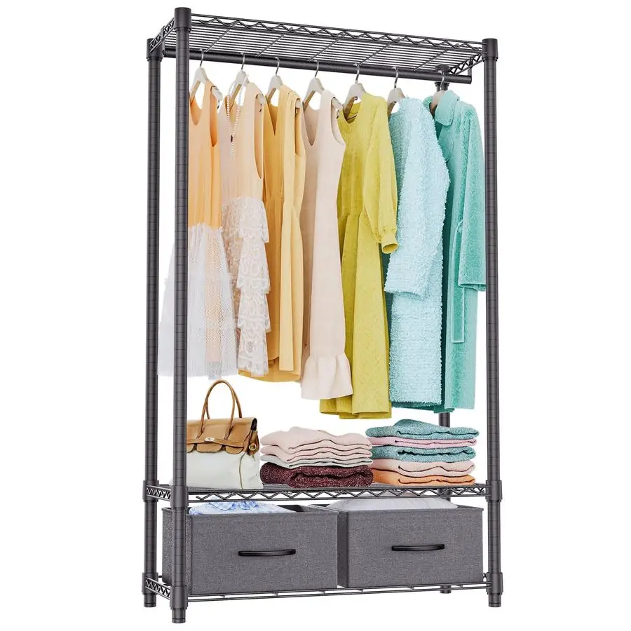 Heavy Duty Garment Rack Wire Clothes Rack for Hanging Clothes, Metal Freestanding Closet Wardrobe Rack with 1 Rod and 2 Drawers
Heavy Duty Garment Rack Wire Clothes Rack for Hanging Clothes, Metal Freestanding Closet Wardrobe Rack with 1 Rod and 2 Drawers