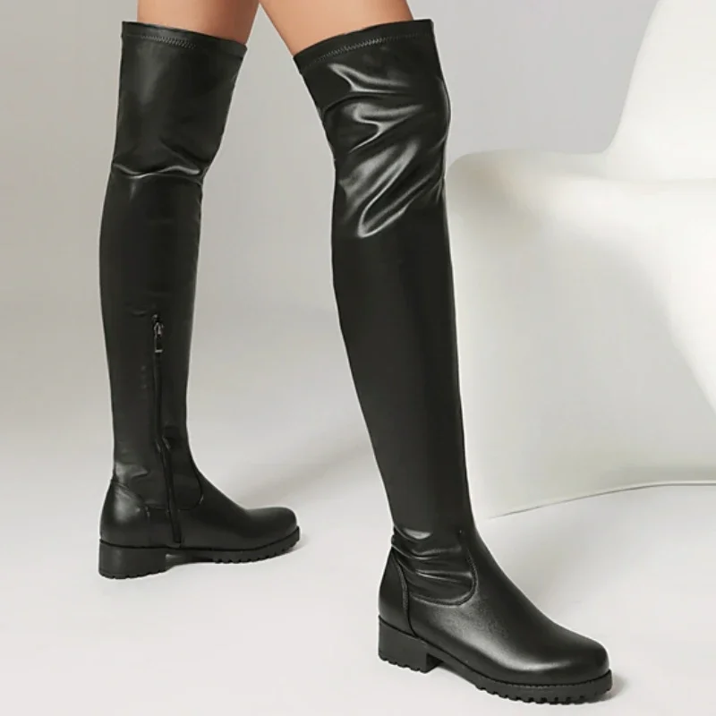 Elastic Women's Thigh High Boots Comfortable Low Heels Over-the-knee Boot Black Red White Long Fetish Shoes Ladies Large Size 48
Elastic Women's Thigh High Boots Comfortable Low Heels Over-the-knee Boot Black Red White Long Fetish Shoes Ladies Large Size 48