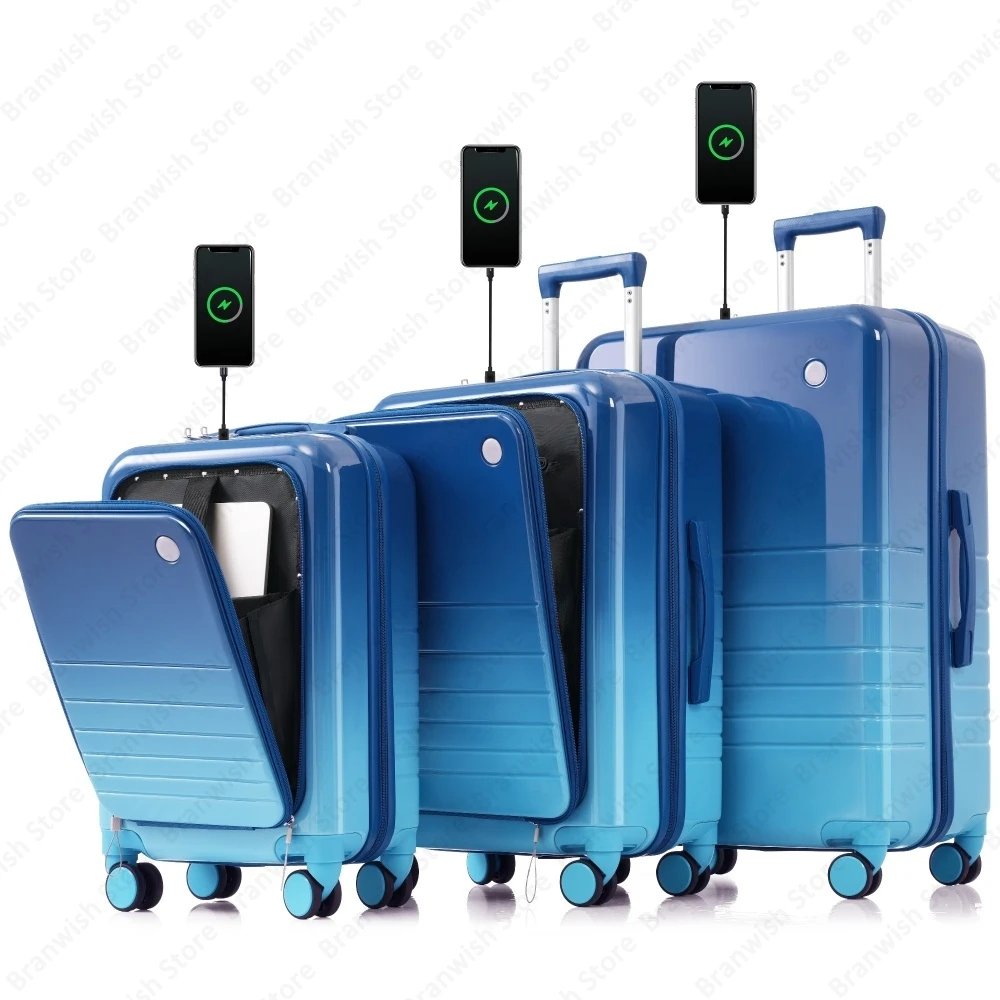 3PCS Luggage Set with USB Port Hard Shell Spinner Wheels Front Opening Carry On 20/24/28 Inch Durable Suitcases with Cup Holder
3PCS Luggage Set with USB Port Hard Shell Spinner Wheels Front Opening Carry On 20/24/28 Inch Durable Suitcases with Cup Holder