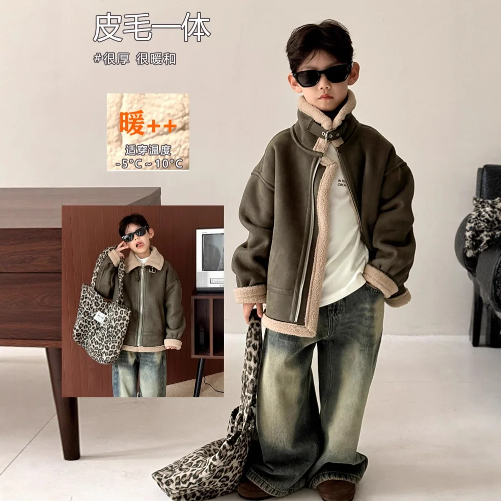 Children Clothes Boys Thick Coat Fleece Thickened Winter Coat 2025 New Korean Style Fashionable Woolen Coat Girls Warm Top
Children Clothes Boys Thick Coat Fleece Thickened Winter Coat 2025 New Korean Style Fashionable Woolen Coat Girls Warm Top